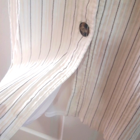 (M)🆕️⚘️Le Chateau⚘️ Striped Button Down Striped Dress👗 Ptp 15"× L39.5" - Picture 8 of 10